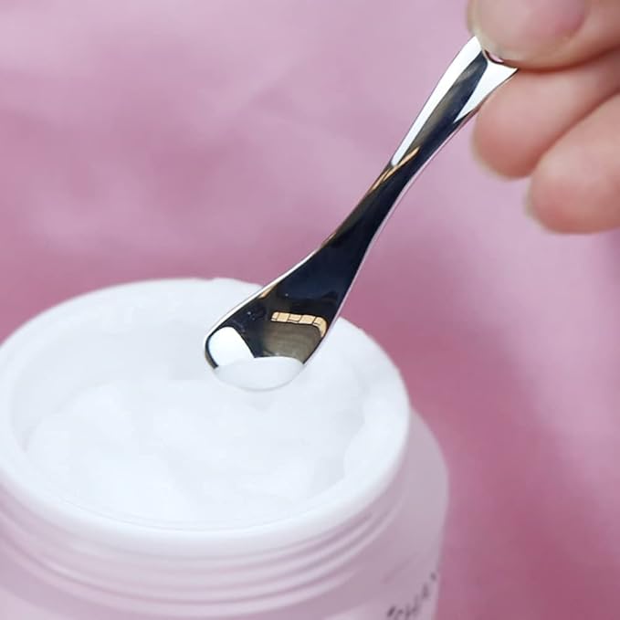 4 Pieces Zinc Alloy Makeup Spatula Eye Cream Spoon Beauty Scoop Mini Spoon Makeup Beauty Spoons Mini Cosmetic Skincare Spatula for Cream Lotions, Spoon Shaped, Silver-Color-VivaGrace Women