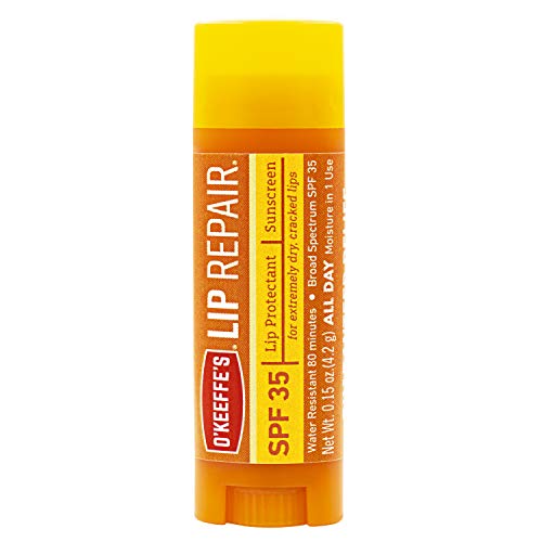 O'Keeffe'S Lip Repair Lip Repair with SPF35, 015 oz - Ultimate SPF Lip Balm for All-Day Moisture, with Moofin Wooden Comb - for Dry Cracked Lips, Lip Balm Hydrating Quick Absorption for Smooth Lips,-VivaGrace Women