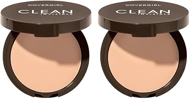 Covergirl Clean Invisible Pressed Powder, Lightweight, Breathable, Vegan Formula, Buff Beige 125, 0.38oz (Pack of 2)-VivaGrace Women