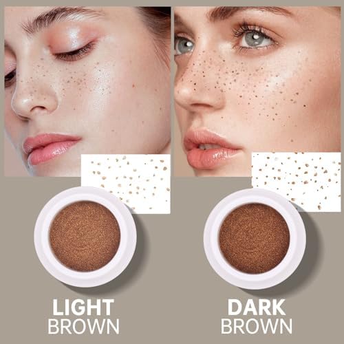 Freckle Stamp Natural Like Freckle Pen Makeup Fake Freckles Cushion Waterproof Long Lasting Quick Dry, Get Sun-kissed Stars Makeup in One Press, Dark Brown, 15 g-VivaGrace Women