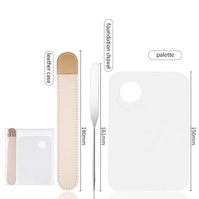Foundation Spatula, 3-Pack Acrylic Nail Art Palette Oblique Round Head Stainless Steel Makeup Spatula for Woman Professional Facial Makeup Tools Makeup Mixing Palette-VivaGrace Women