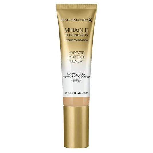 Max Factor Miracle Second Skin Foundation SPF 20-04 Light Medium Foundation Women 1.01 oz-VivaGrace Women