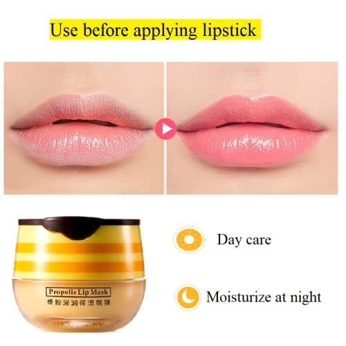 2PCS Honey Lip Balm, Exfoliating Honey Pot Lip Balm Sleeping Lip Mask with Brush, Hydrating & Prevention Dry and Cracked, Lip Scrubs Exfoliator & Moisturizer-VivaGrace Women