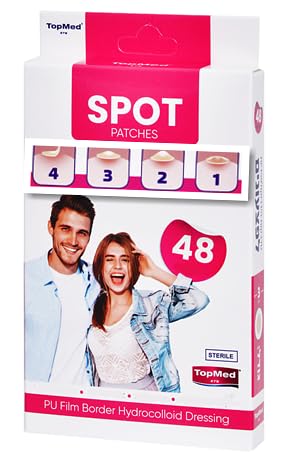 TOPMED Spot Patches PU film Border Hydrocolloid Patch for Covering Zits Acne Pimple Spot Stickers for Face 48 Count-VivaGrace Women