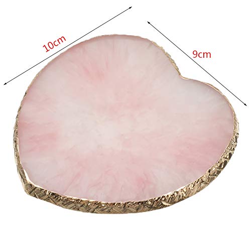 Resin Nail Art Plate Palette,Makeup Palettes,Gel Polish Color Mixing Plate Drawing Painting Color Palette,Golden Edge Heart Shaped Nail Art Display Holder-VivaGrace Women