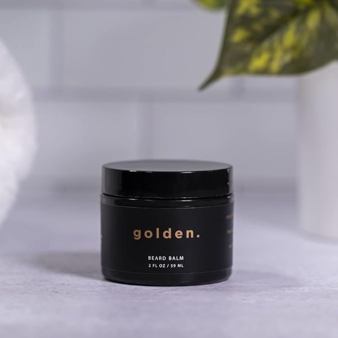 Golden Grooming Co. Beard Balm for Men - Strengthens & Softens Beards and Mustaches - Adds Shine & Tames Flyaway Hair, Beard Styling Balm with Argan Oil - Peppermint Scent - 2 Ounce-VivaGrace Women