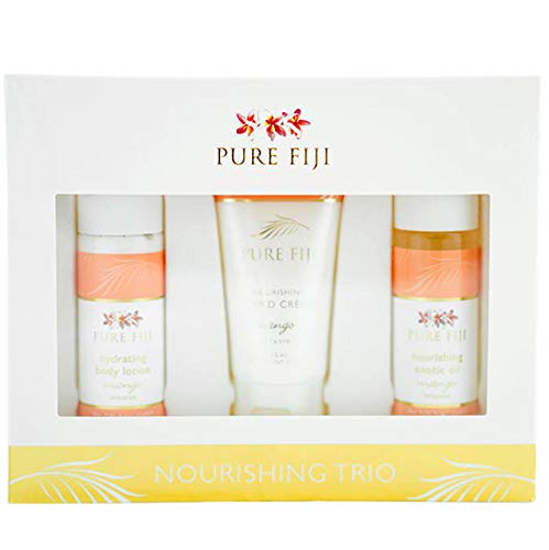 Pure Fiji Nourishing Trio, Ideal Spa Bath Gift Set for Women - Travel Kit - Includes Exotic Body Oil , Hydrating Body Lotion For Women and Nourishing Hand Cream, Mango Scent-VivaGrace Women