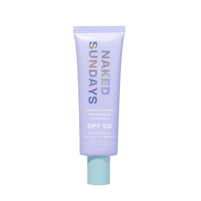 Naked Sundays SPF 50 Mineral Glow Sunscreen, Daily Hydrating Facial Moisturizer & Primer with Zinc Oxide, Sheer Tint, Broad Spectrum SPF Lotion (Jumbo 80ml)-VivaGrace Women