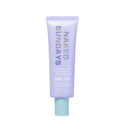Naked Sundays SPF 50 Mineral Glow Sunscreen, Daily Hydrating Facial Moisturizer & Primer with Zinc Oxide, Sheer Tint, Broad Spectrum SPF Lotion (Jumbo 80ml)-VivaGrace Women