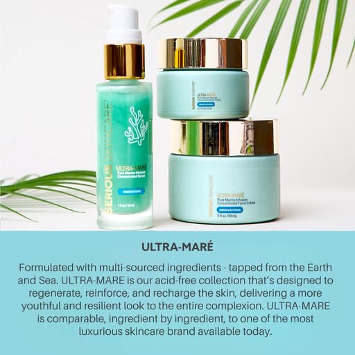 Serious Skincare Ultra-Mare Pure Marine Infusion Trio – Ultra-Mare Serum 1 oz, Ultra-Mare Facial Cream 2 oz. & Ultra-Mare Eye Cream .5 oz – Anti-Aging – Algae and Plankton extracts-VivaGrace Women