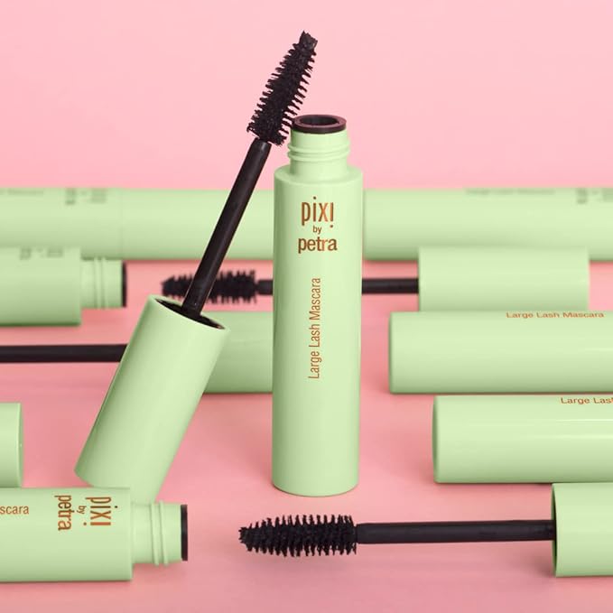 Pixi Beauty Large Lash Mascara - Bold Black 12ml | Intensely Volumizing Mascara | Buildable Formula | Lengthen and Plump Lashes | 0.4 Fl Oz