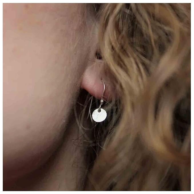 Boho Disc Coin Drop Earrings Tiny Circle Dangle Earrings Silver Smooth Coin Hook Earrings Minimalist Geometric Earrings for Women and Girls-VivaGrace Women