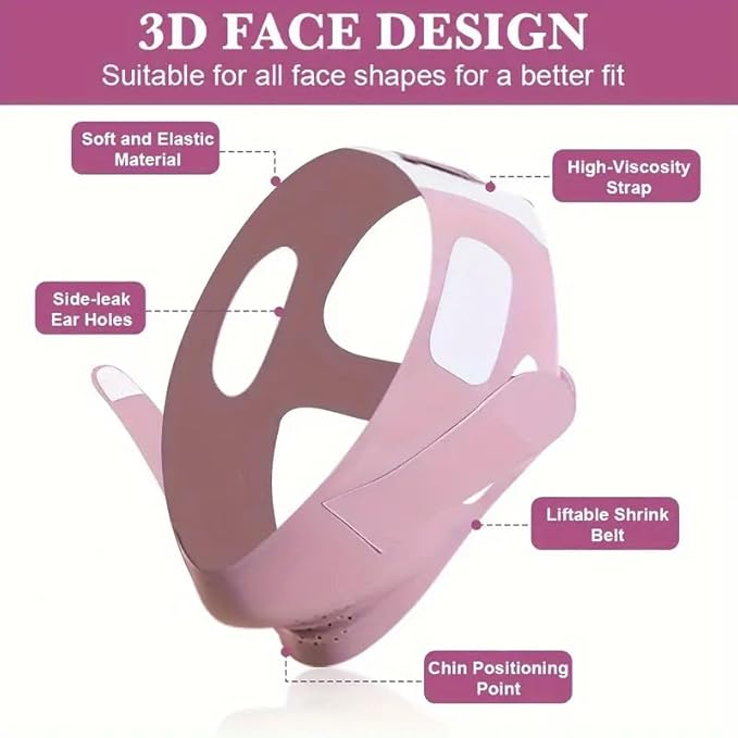 Face Slimming Mask, Breathable Mesh Design,V Line Face Lifting Strap and V Line Face Shaping Belt - Chin and Cheek Lifting Bandage for V Face Lift - Sleeping Mask Strap for Women - pink-VivaGrace Women