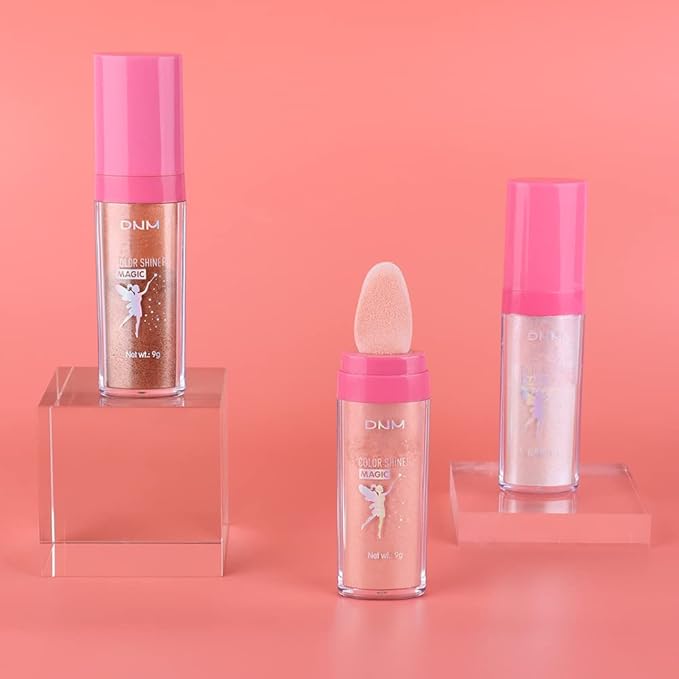 evpct 3Pcs Glitter Highlighter Powder Stick Make up Puff Fairy Stick Peal White Pink Bronze Shimmer Glitter Face Eye Body Liquid Highlighter makeup illuminators de maquillaje Glow Makeup Shimmer Stick-VivaGrace Women
