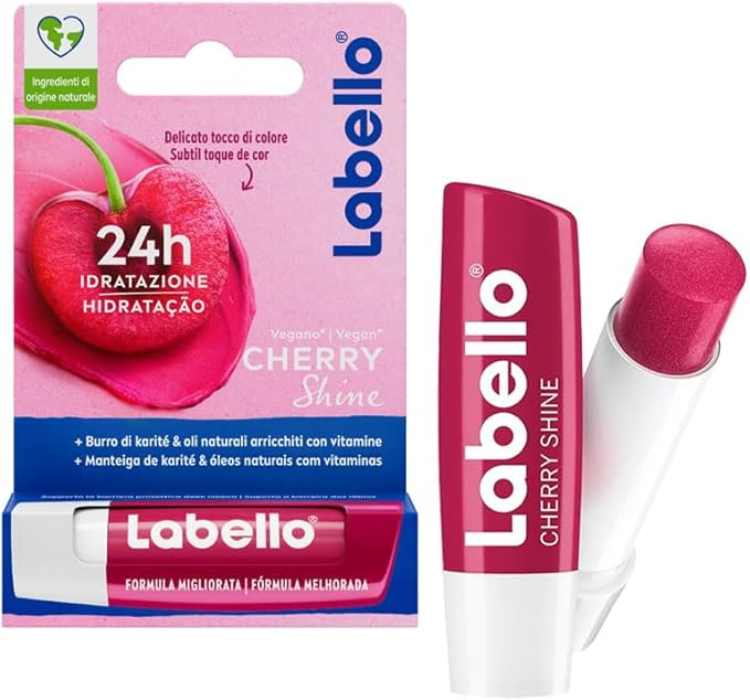 3 LABELLO CHERRY FRUITY SHINE LIP BALM STICK CARE BEAUTY SOFT SMOOTH SPF 10 NEW-VivaGrace Women