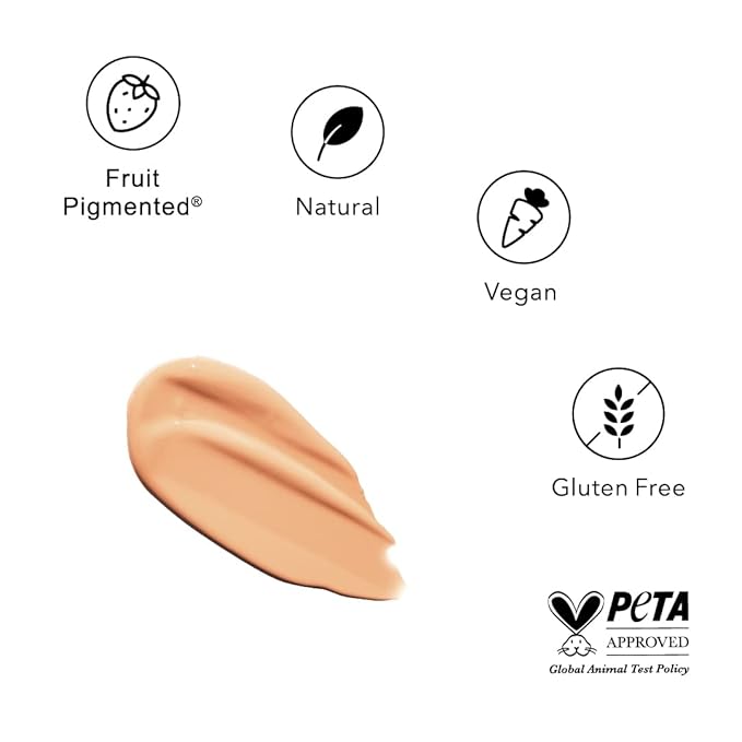 100% PURE Healthy Foundation Full Face Coverage Makeup, Liquid Matte Finish with Anti-Aging Benefits - Vegan Gorgeous Fruit Pigmented White Peach Color (Light with Warm Undertone) - 1 Fl Oz-VivaGrace Women