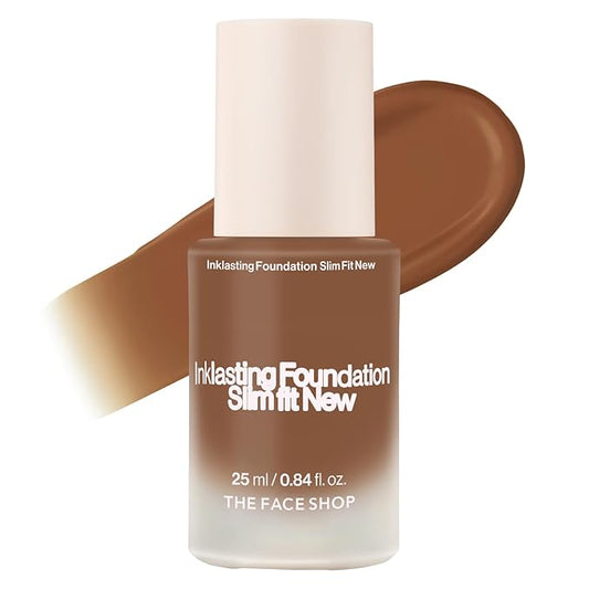 THE FACE SHOP Ink Lasting Liquid Foundation, Full Coverage, 72‑Hour Wear Semi‑Matte Finish, Makeup with Bakuchiol, W610 Coffe, 0.84 Fl. Oz.-VivaGrace Women