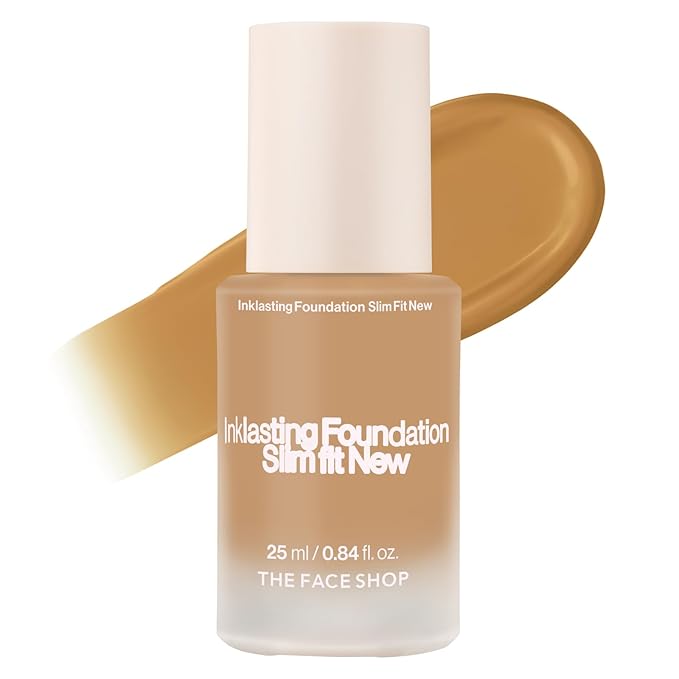 THE FACE SHOP Ink Lasting Liquid Foundation, Full Coverage, 72‑Hour Wear Semi‑Matte Finish, Makeup with Bakuchiol, N310 Almond, 0.84 Fl. Oz.-VivaGrace Women
