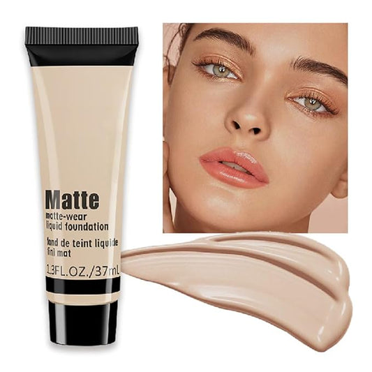 1 Pack Liquid Foundation Cream for Face Makeup,Durable Full Coverage Matte Concealer Make Up,Oil Control & Waterproof Base Primer -1 Fl.Oz-BEIGE 4#-VivaGrace Women