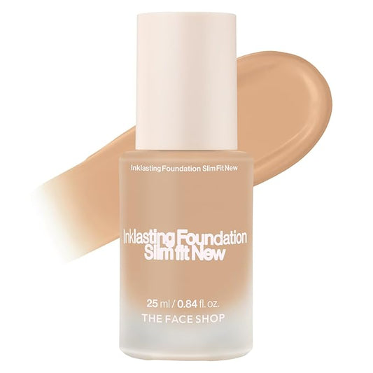 THE FACE SHOP Ink Lasting Liquid Foundation, Full Coverage, 72‑Hour Wear Semi‑Matte Finish, Makeup with Bakuchiol, C210 Cool Sand, 0.84 Fl. Oz.-VivaGrace Women