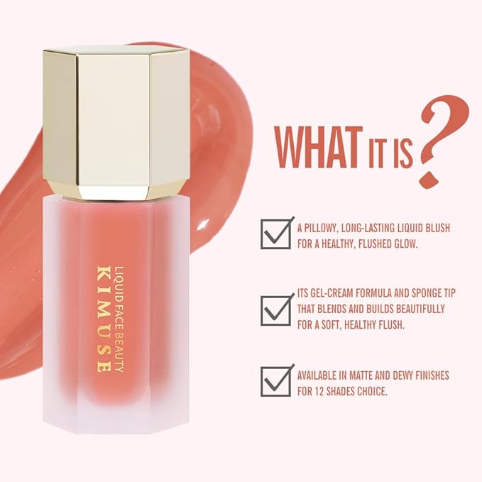 KIMUSE Soft Cream Blush Makeup, Liquid Blush for Cheeks, Weightless, Long-Wearing, Smudge Proof, Natural-Looking, Dewy Finish-VivaGrace Women