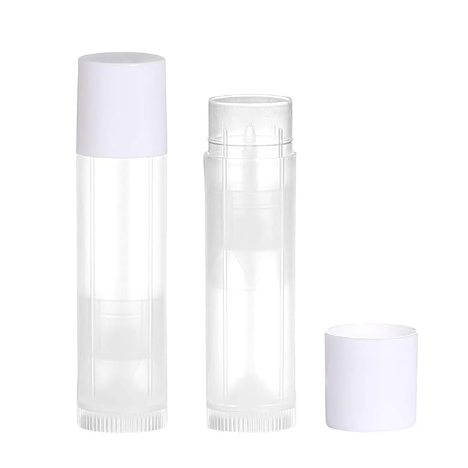 100 Sets Empty Lip Balm Tubes Bulk Round with White Caps for DIY Lipstick homemade, 3/16 Oz (5.5 ml), Clear, BPA Free, 100 Tubes and 100 Caps-VivaGrace Women