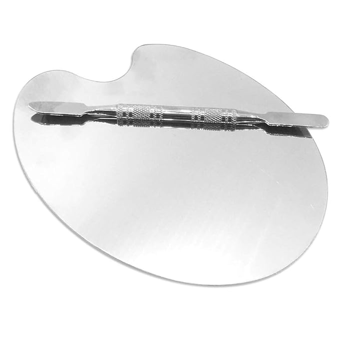 2 Pack Professional Makeup Palette, 2 Types Pro Lady Stainless Steel Cosmetic Artist Spatula with Spatula Tool for Mixing Foundation-VivaGrace Women