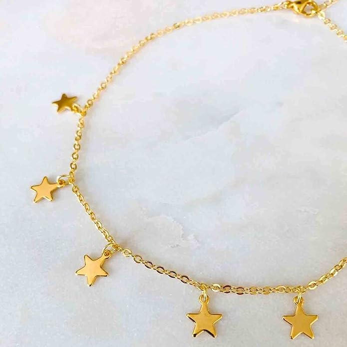 Boho Star Choker Necklace Gold Star Dangle Necklace Chain Short Minimalist Necklace Gold Collarbone Necklace Jewelry for Women Gifts-VivaGrace Women
