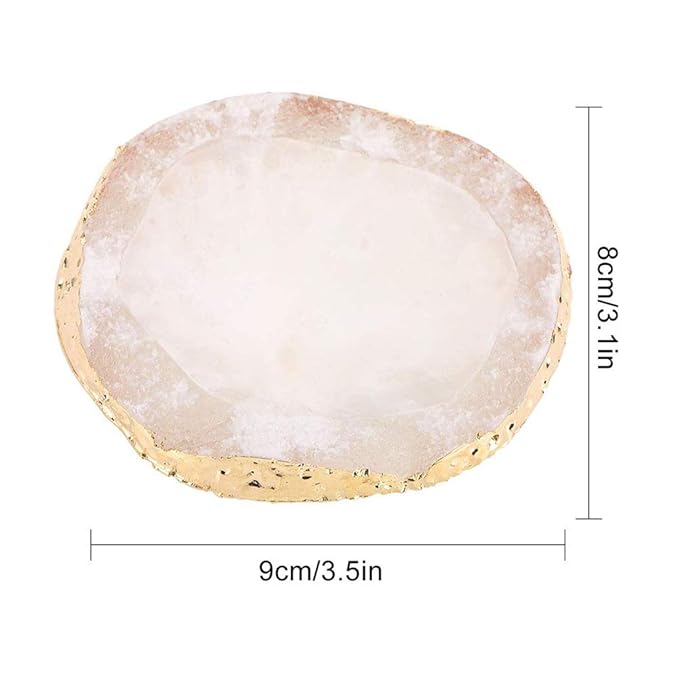 MISUD Resin Nail Art Palette, Nail Polish Drawing Color Dish Golden Edge Resin Stone Paint Drawing Color Dish Manicure Nail DIY Tool (White)-VivaGrace Women