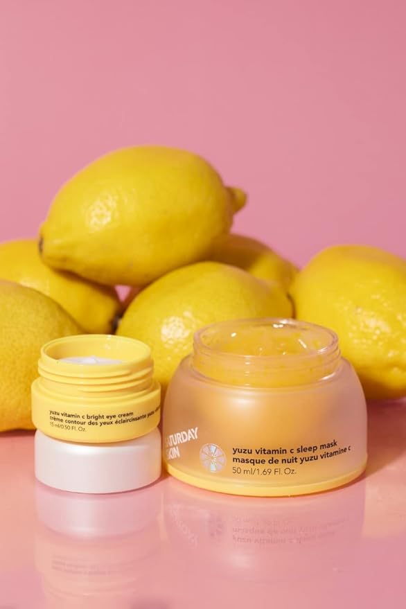 Saturday Skin Yuzu Eye Balm Vitamin C Wide lluminating Under Tight Eye Cream Korean Niacinamide Caffeine for Wrinkles Puffy Eyes Dark Circles Moisturizing Hydrates Anti Aging for Women (15ml)-VivaGrace Women