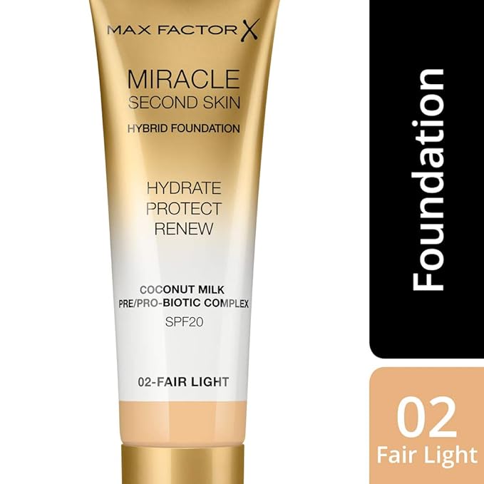 Max Factor Miracle Second Skin Hydrating Foundation, Fair-Light - 30 ml-VivaGrace Women