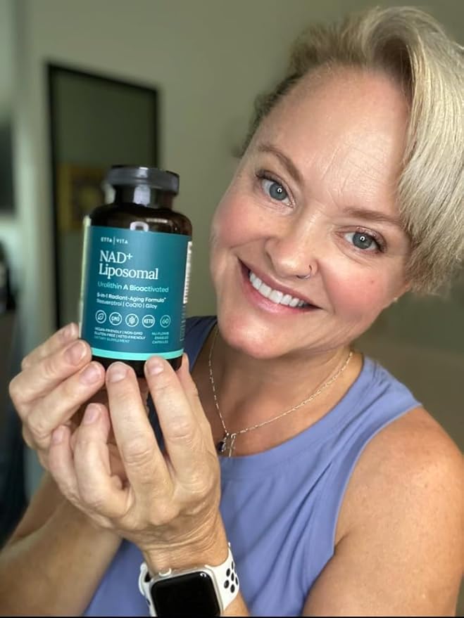 Liposomal NAD+ Supplement 500mg with Urolithin A, CoQ10, Resveratrol & Giloy (Made in USA) Mitochondrial, Cellular Energy, Cognitive, Anti-Aging & Detox Support - 3rd Party Tested Vegan, Non-GMO-VivaGrace Women