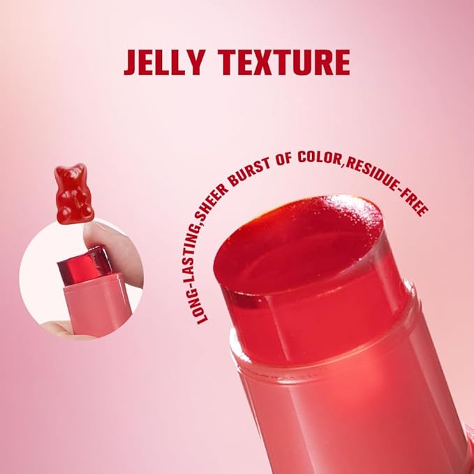 Jelly Cooling Blush Stick, Milk Water Tint, Clear Glossy Long Lasting Sheer Lip & Cheek Stain, Waterproof Light Non-Sticky Buildable Watercolor Finish-Vegan, Cruelty Free (#4 berry, 0.17oz)-VivaGrace Women