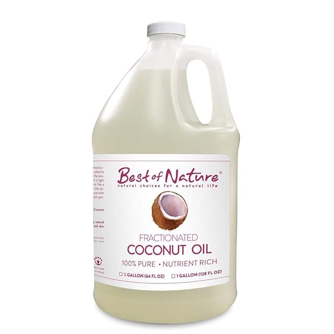 Best of Nature 100% Pure Fractionated Coconut Oil - Liquid MCT Massage & Body Oil, Unscented Moisturizer for Hair, Skin, Face, Aromatherapy Carrier for Essential Oils, Half Gallon (64 fl oz)-VivaGrace Women