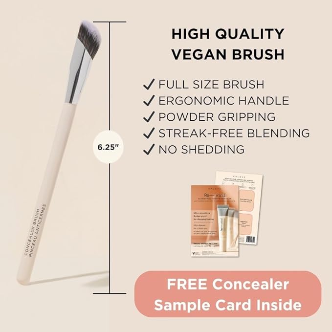 HALEYS Concealer Brush VEGAN+CRUELTY-FREE, Sustainable Wood, Vegan Bristles for Airbrushed Finish, For Creams,Liquids, Powder, Streak-free, Perfect Blending, Buffs, Smooths with Control, Special shape-VivaGrace Women