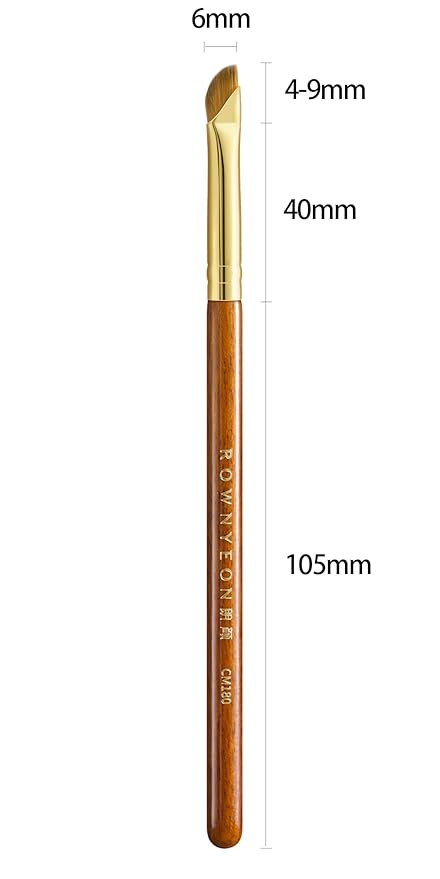 Desert Oak Series Angled Eyeliner Brush - Ultra-Fine Nylon Bristles for Razor-Sharp Gel/Liquid/Powder Lines, Anti-Smudge Design, Ebana Handle & Brass Ferrule (CM 180)-VivaGrace Women