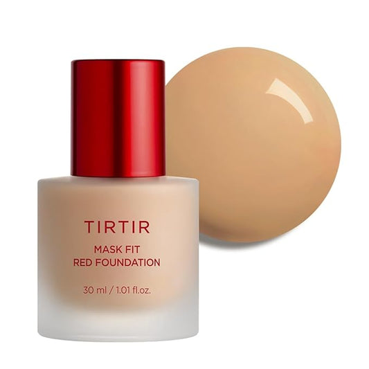 TIRTIR Mask Fit Red FoundationㅣLong Lasting Flawless Coverage, Energy Essence, Lightweight, Hydrating, Pore-Blurring, Breathable Satin Finish, Makeup, Radiant Skin, #30N Rich Honey, 1.01 Fl Oz-VivaGrace Women