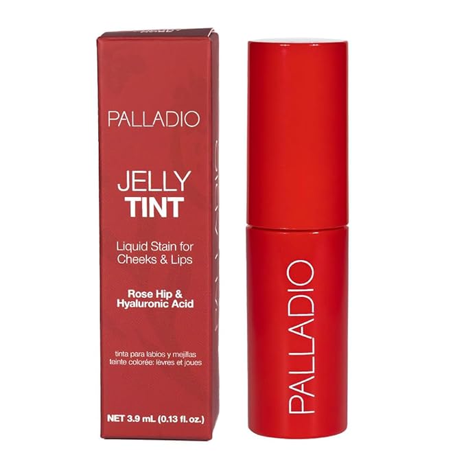 Palladio Jelly Tint, Liquid Stain for Cheeks & Lips, Vivid Color Lip Stain, Lightweight Non-Sticky and Transfer-proof, Natural Finish Makeup, Cherry Rose-VivaGrace Women