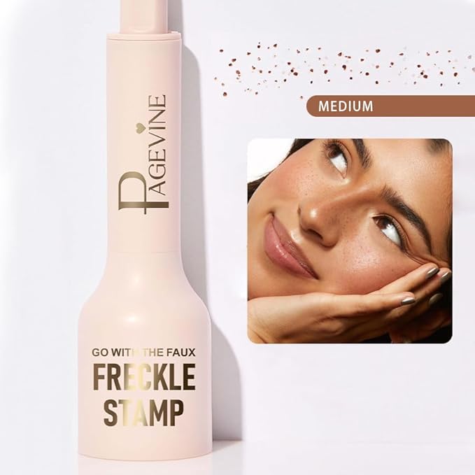 Upgrade Freckle Pen Stamp– Waterproof Faux Fake Freckles Makeup Tool, Natural-Looking Freckle Maker & Spray with Multi-Prong Precision Stamp Head, Long-Lasting Sunkissed Makeup (MEDIUM)-VivaGrace Women