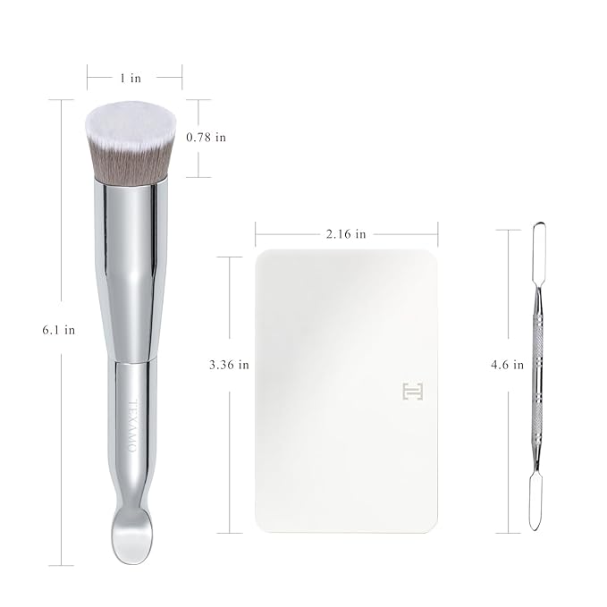 Foundation Makeup Spatula Mixing Makeup Palette Spatula Foundation Brush, Makeup Spatula and Palette Set, Spatula for Makeup Professional Makeup Tool(Foundation Bruh+Spatula+Palette)-VivaGrace Women