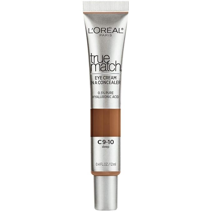 L’Oréal Paris True Match Eye Cream in a Concealer, 0.5% hyaluronic acid, Deep C9-10, 0.4 fl. oz.-VivaGrace Women