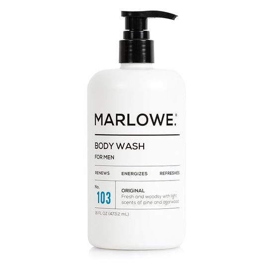 MARLOWE. No. 103 Body Wash 16 oz Pump, Original, Energizing & Refreshing Shower Gel with Willow Bark & Green Tea Extracts, Cleanses, Moisturizes, Smooths & Nourishes, Fresh Pine & Agarwood Scent-VivaGrace Women