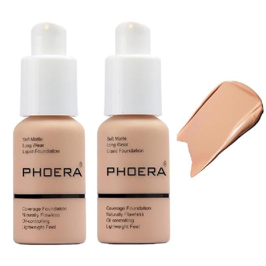 2 Pack PHOERA Foundation 103 Warm Peach Makeup,Full Coverage Foundation for Women and Girls-VivaGrace Women