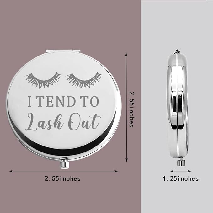 TGBJE Eye Lash Pocket Mirror Lashes Girl Gift I TEND to Lash Out Compact Mirror for Women Girls Beautician Gift (lash out mirror)-VivaGrace Women