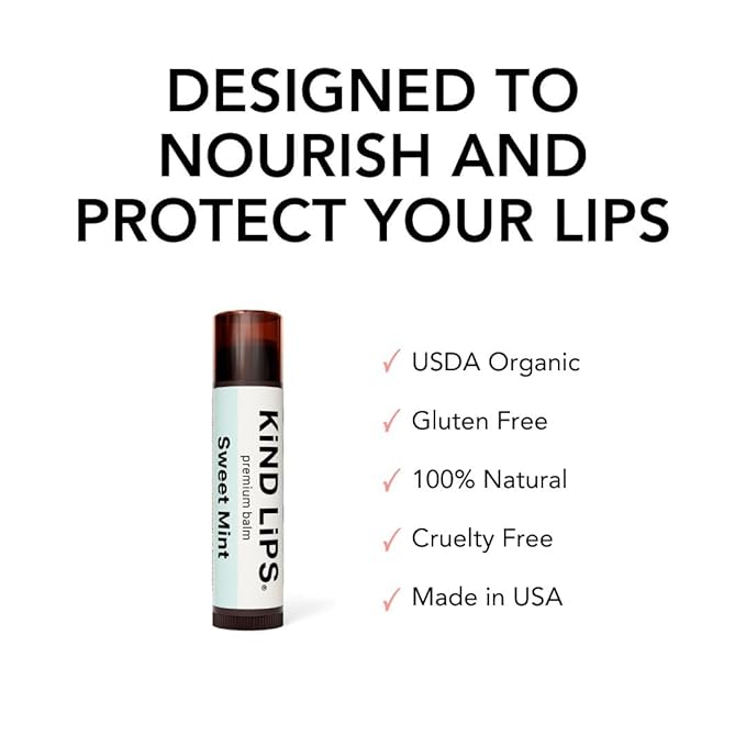 Kind Lips Lip Balm - Nourishing & Moisturizing Lip Care for Dry Lips Made from, Shea Butter, Beeswax with Vitamin E |Sweet Mint Flavor | 0.15 Ounce Single Tube-VivaGrace Women