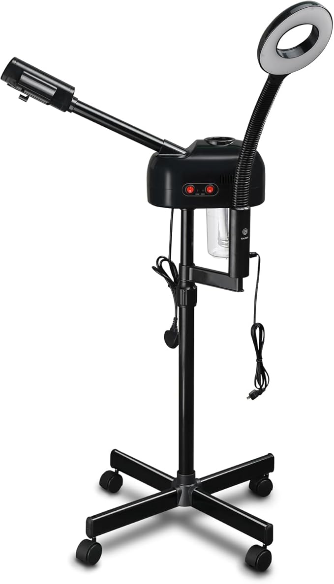 Winado 2 in 1 Facial Steamer with 5X Magnification Light, Deep Cleaning for Personal Skin Care, Beautician Steamer Professional Humidifier Facial Spa Mist Steam for Home & Beauty Salon, Black-VivaGrace Women