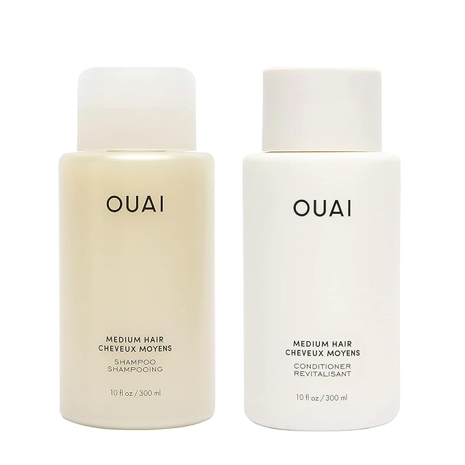 OUAI Medium Shampoo and Conditioner Set - Sulfate Free Shampoo and Conditioner for Medium Hair - Made with Keratin, Shea Butter & Avocado Oil - Free of Parabens & Phthalates (10 Fl Oz)-VivaGrace Women