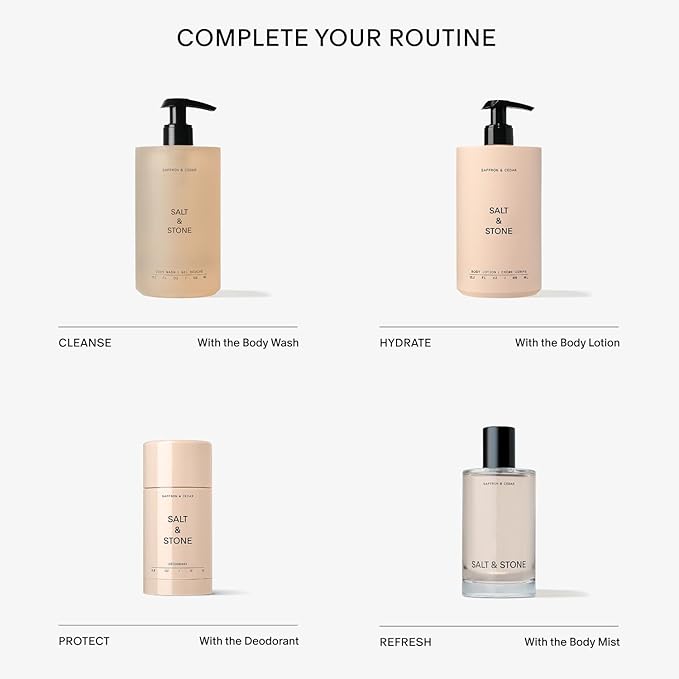 Salt & Stone Body Lotion for Women & Men | Hydrates, Nourishes & Softens Skin | Restores Dry Skin | Fast-Absorbing | Cruelty-Free & Vegan (Saffron & Cedar - 15.2 fl oz)-VivaGrace Women