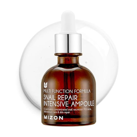 MIZON Snail Repair Intensive Ampoule with Snail Mucin, Hyaluronic Acid & Vitamin E – Hydrating & Wrinkle Care Serum for Skin Elasticity & Repair (1.01 fl oz)-VivaGrace Women