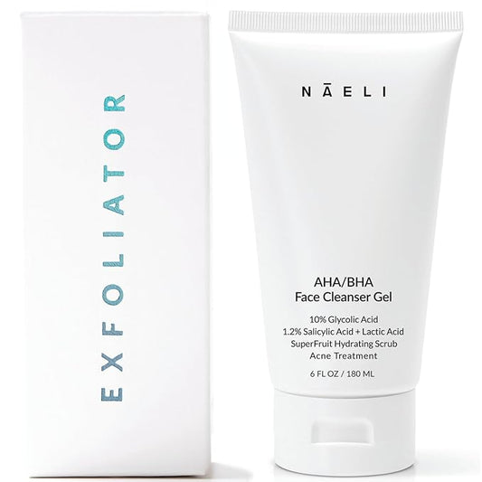 NAELI AHA/BHA Exfoliating Face Wash - 10% Glycolic Acid & Salicylic Acid Cleanser, Anti Aging Acne & Wrinkle Reducing Facial Exfoliant, Pore Minimizer & Brightening Gel, 6 oz-VivaGrace Women